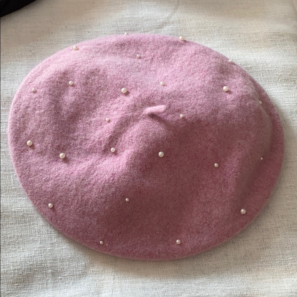 Vintage Pink with Pearls Beret